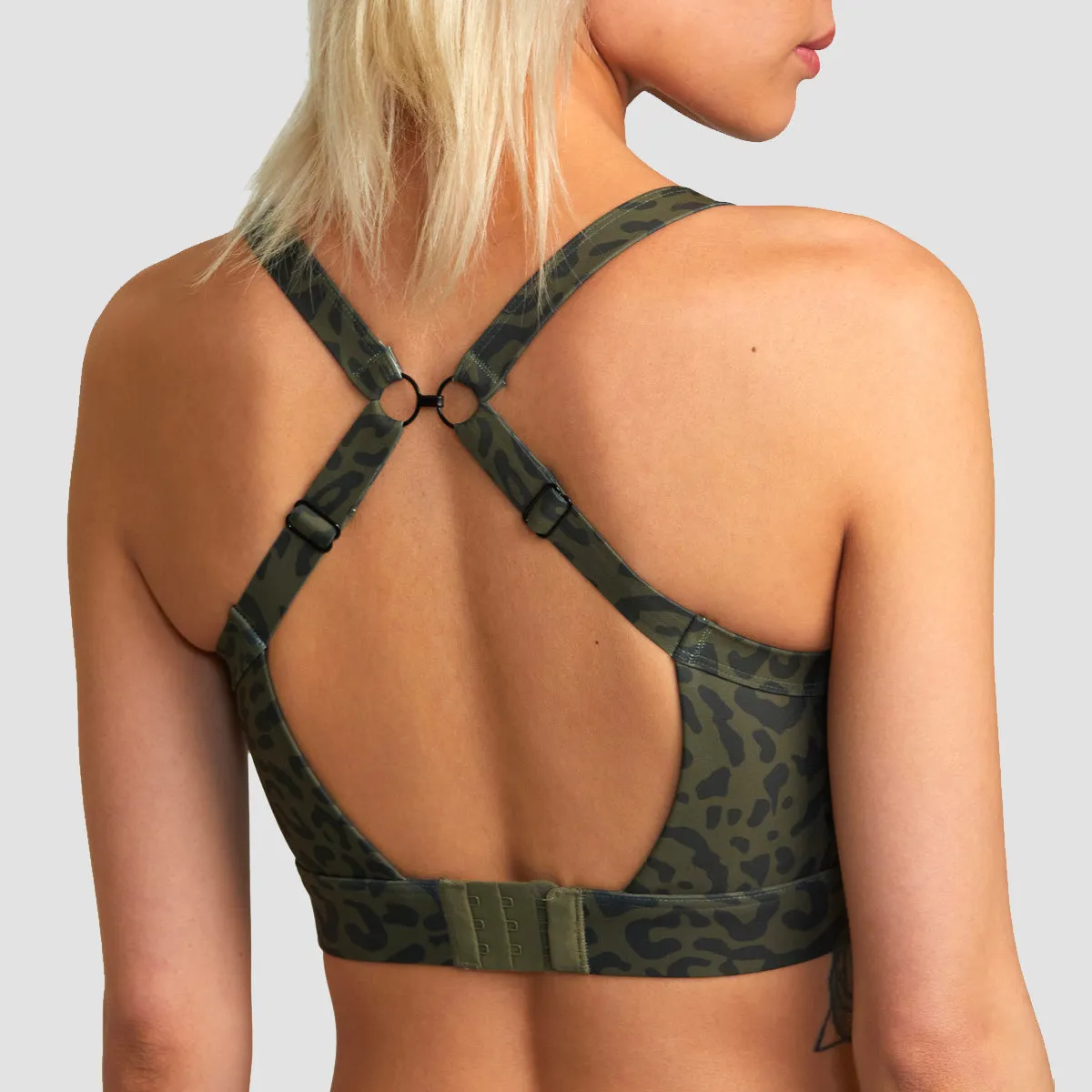 RVCA VA Essential High Impact Sports Bra Animal Olive - Womens