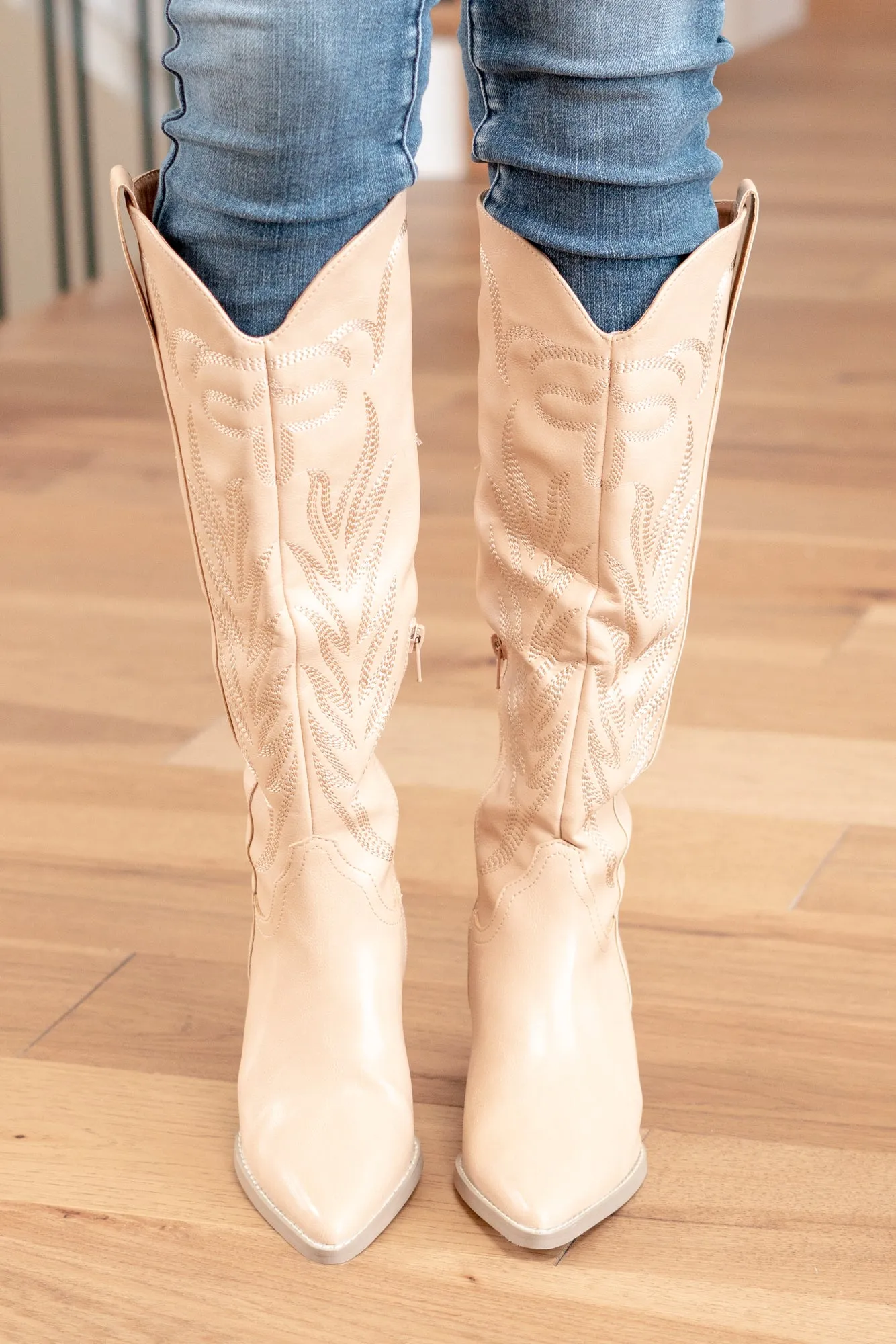 Samara Western Boots - Nude