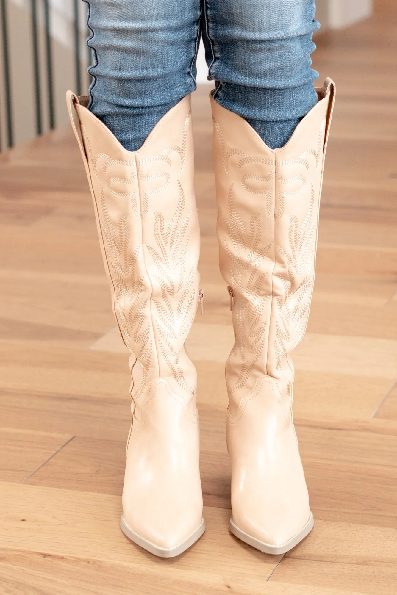 Samara Western Boots - Nude