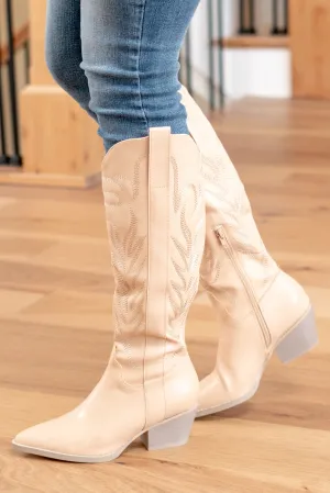 Samara Western Boots - Nude