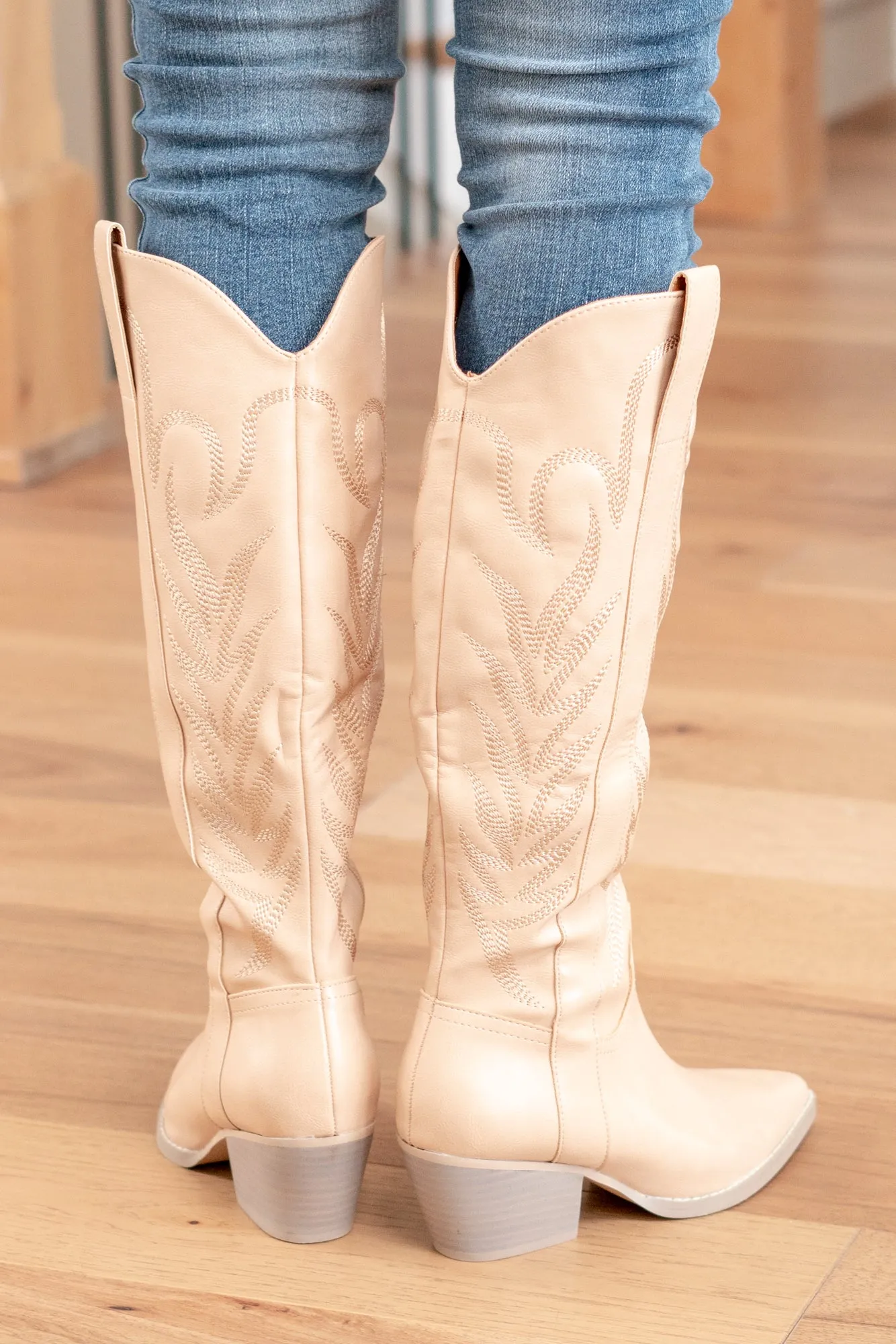 Samara Western Boots - Nude
