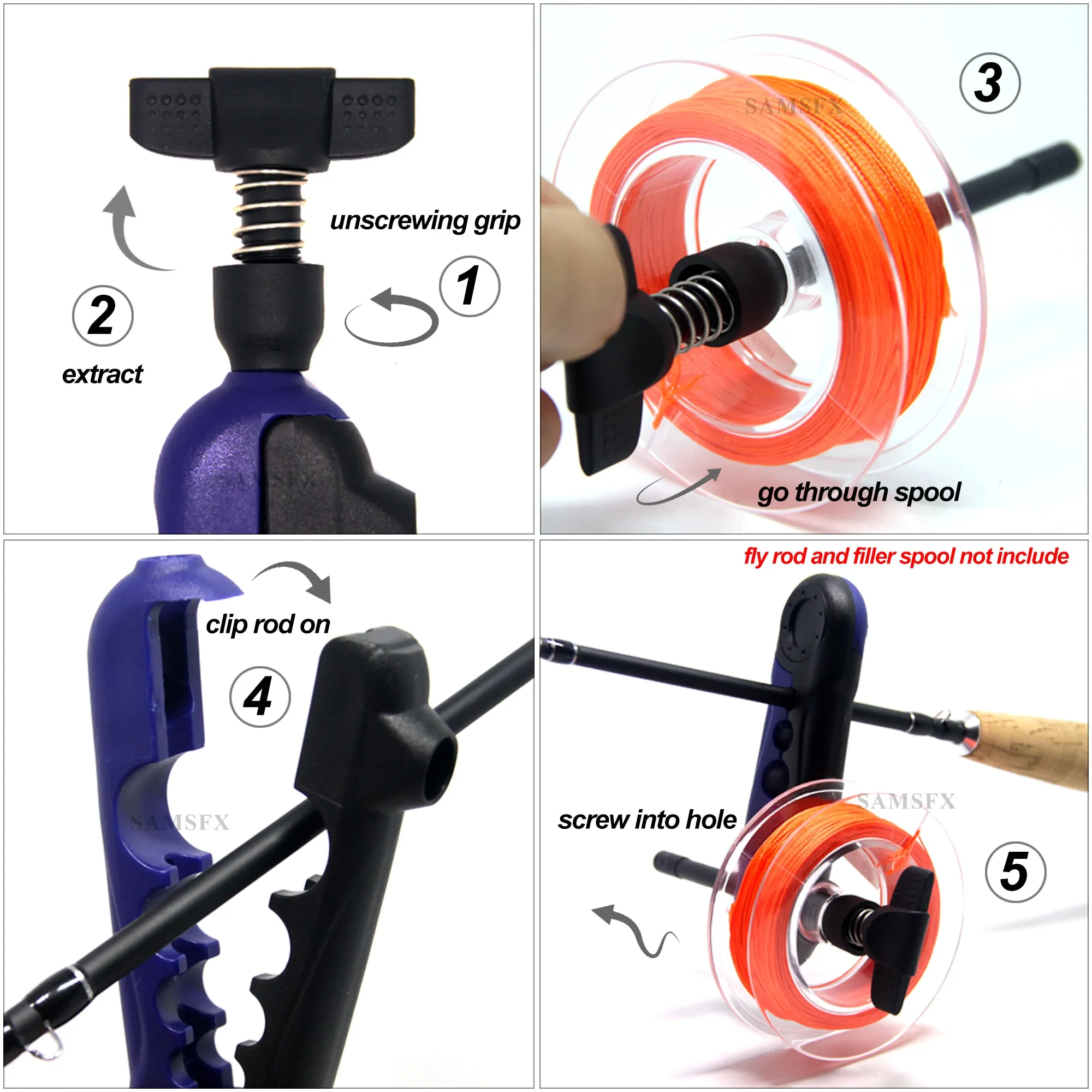 SAMSFX Manual Fishing Line Spooler Spooling New Line to Your Fising Reel