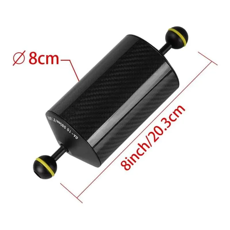Seafrogs Diving 7/8/10/12Inch D60Mm Carbon Fiber Buoyancy Float Arms With1 Inch Dual Ball Head Compression-Resistant Underwater