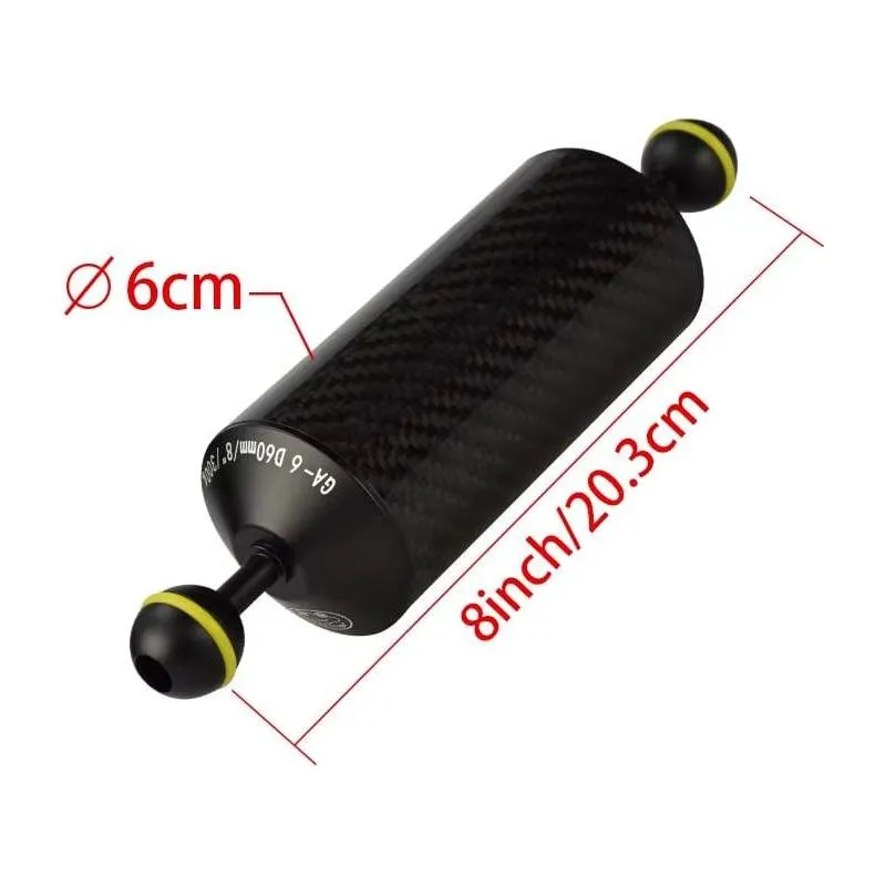 Seafrogs Diving 7/8/10/12Inch D60Mm Carbon Fiber Buoyancy Float Arms With1 Inch Dual Ball Head Compression-Resistant Underwater