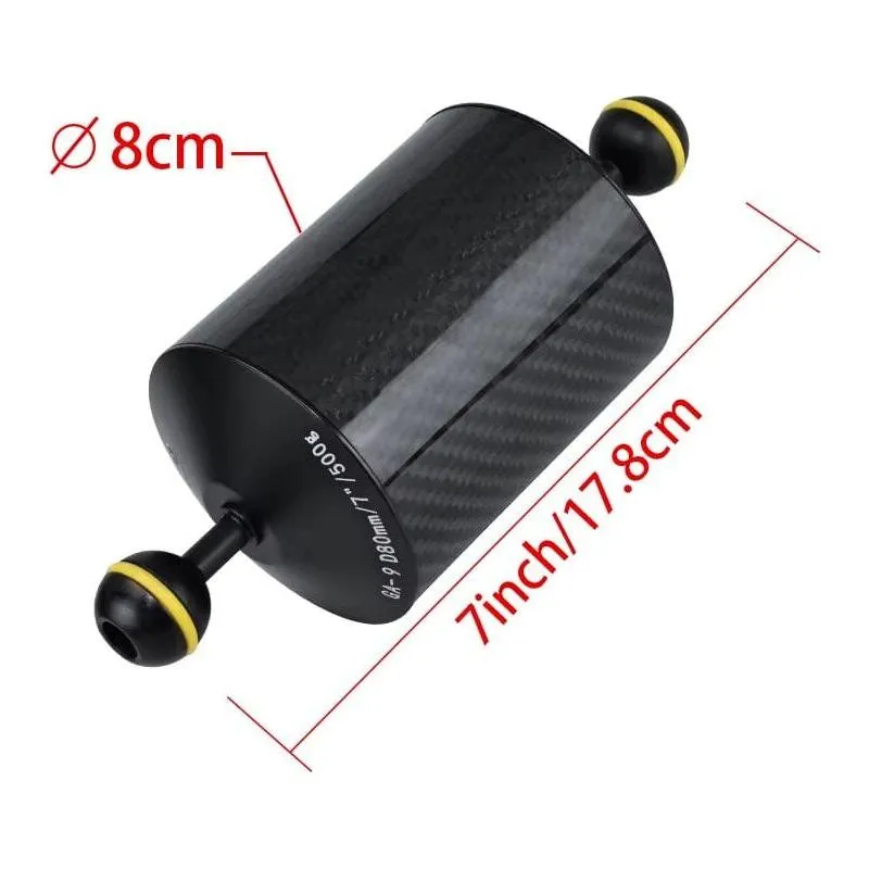 Seafrogs Diving 7/8/10/12Inch D60Mm Carbon Fiber Buoyancy Float Arms With1 Inch Dual Ball Head Compression-Resistant Underwater