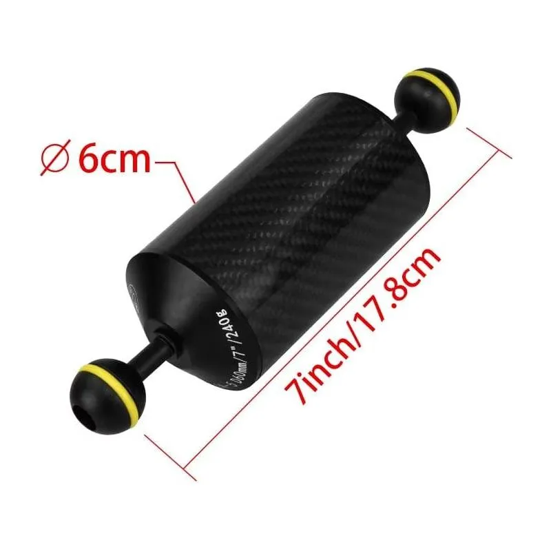 Seafrogs Diving 7/8/10/12Inch D60Mm Carbon Fiber Buoyancy Float Arms With1 Inch Dual Ball Head Compression-Resistant Underwater