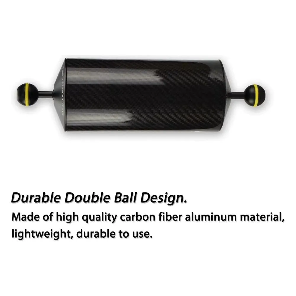 Seafrogs Diving 7/8/10/12Inch D60Mm Carbon Fiber Buoyancy Float Arms With1 Inch Dual Ball Head Compression-Resistant Underwater