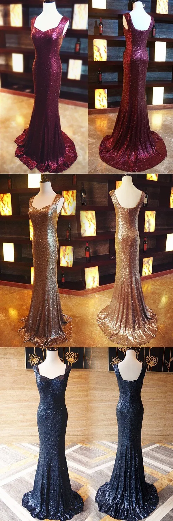 Sequin Long Mermaid Sexy Popular Custom Sparkly  Bridesmaid Dresses, PD0356