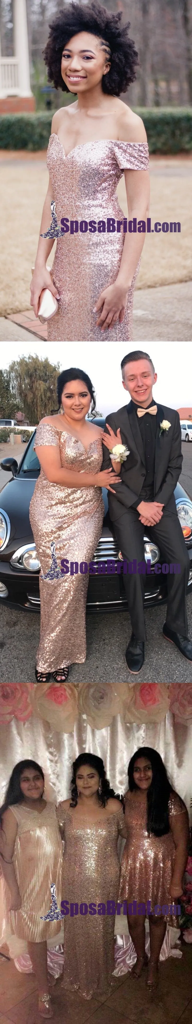 Sequin Mermaid Off Shoulder Long Bridesmaid Dresses, Sparkly Elegant Formal Popular Prom dresses, WG244