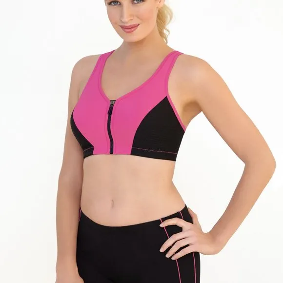 Set of 3! 34D Glamorise SPORT Bra (DOUBLE-LAYER) Wicking (HIGH-IMPACT) PINK NEW