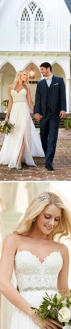 Sexy Lace Sweetheart Wedding Party Gowns,Top Sheath Side Slit Wedding Party Dresses,SVD539