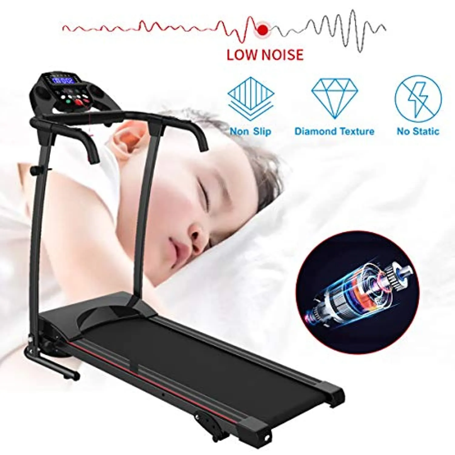 SHAREWIN Folding Treadmills for Home with Incline 220 lbs Running Exercise Machine with LCD and Mobile Phone Holder Perfect for Home Fitness Jogging Walking