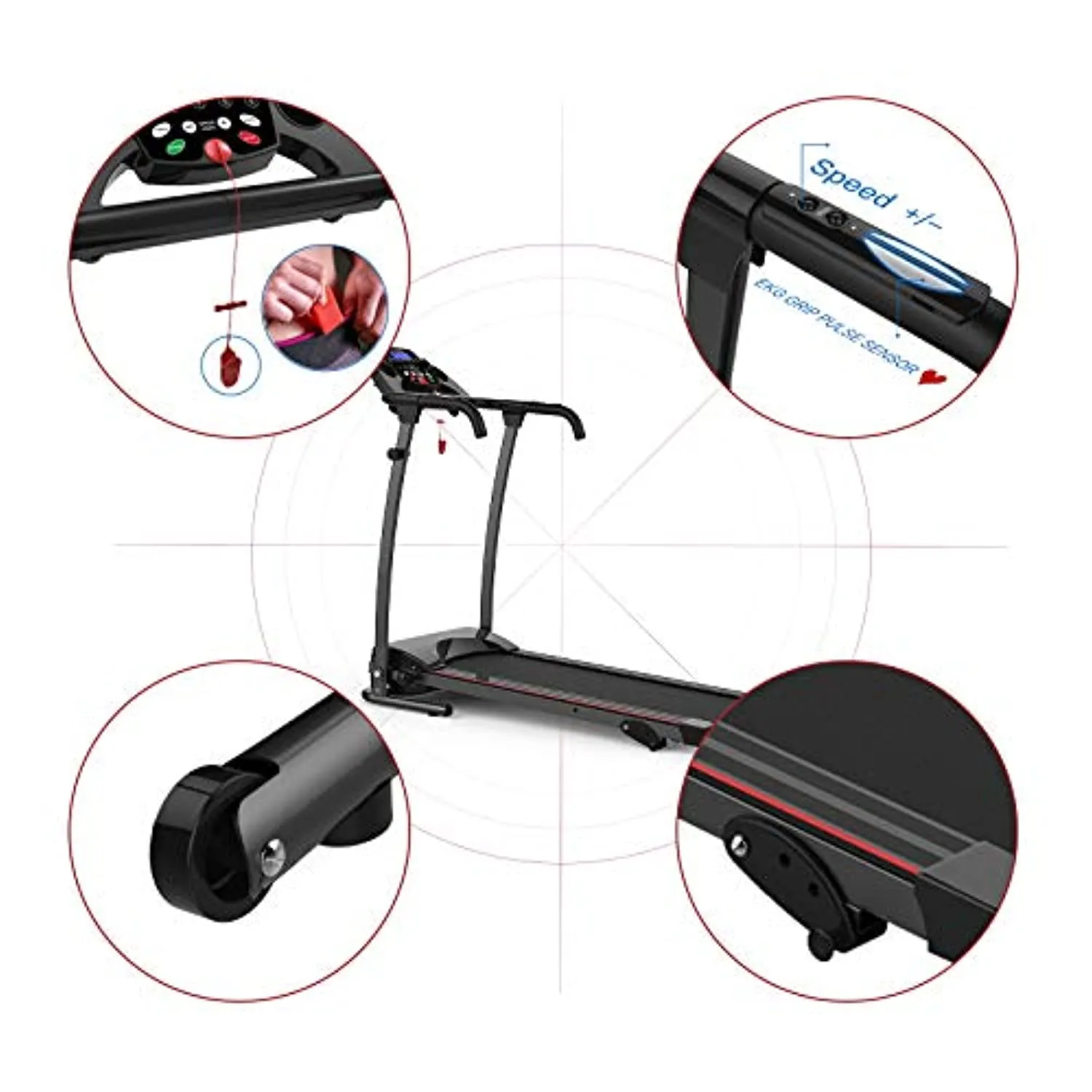 SHAREWIN Folding Treadmills for Home with Incline 220 lbs Running Exercise Machine with LCD and Mobile Phone Holder Perfect for Home Fitness Jogging Walking