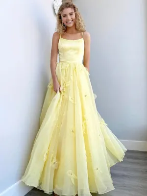 Simple Spaghetti Strap Tulle Cheap Long Prom Dresses,RBPD0137
