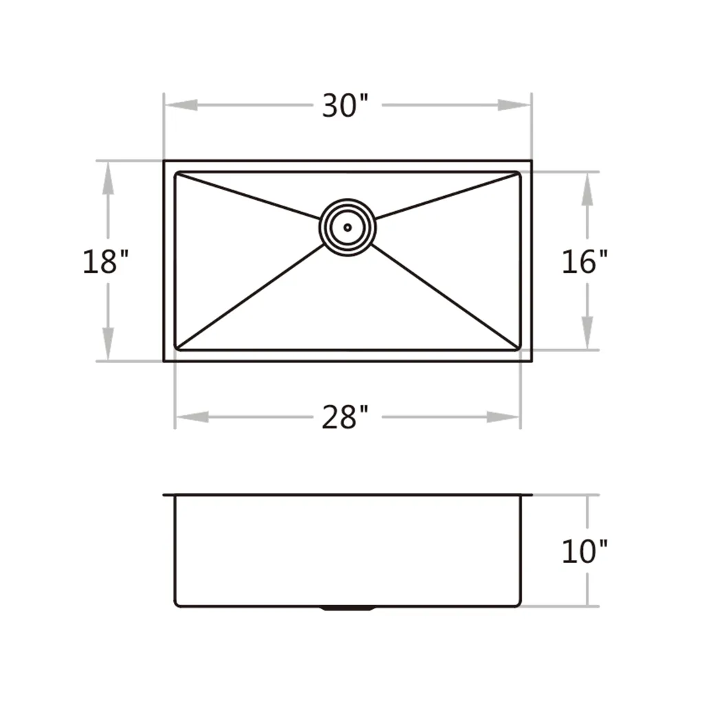 Single Bowl Kitchen Sink - Under Mount - 30" Stainless Steel/Brushed Stainless Steel