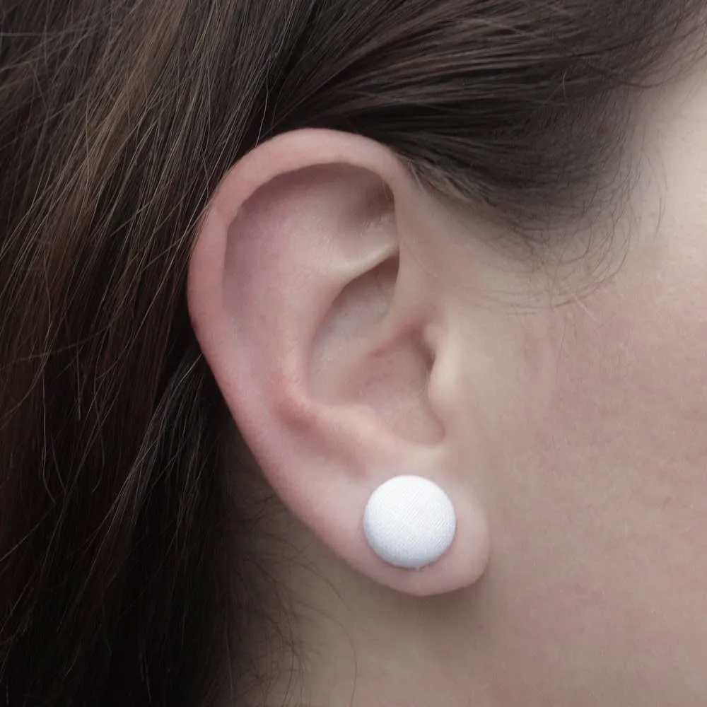 Soccer Fabric Button Earrings