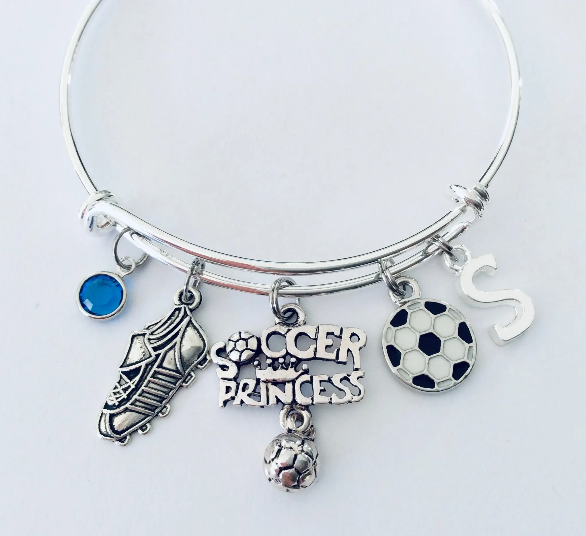 Soccer Princess Charm Bracelet Adjustable Expandable Gift for Soccer Player One Size Fits All Personalized Charm Bracelet