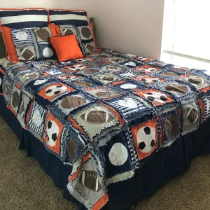 Sports Bedding for Boys, Twin thru King Size, Soccer Basketball Football Baseball