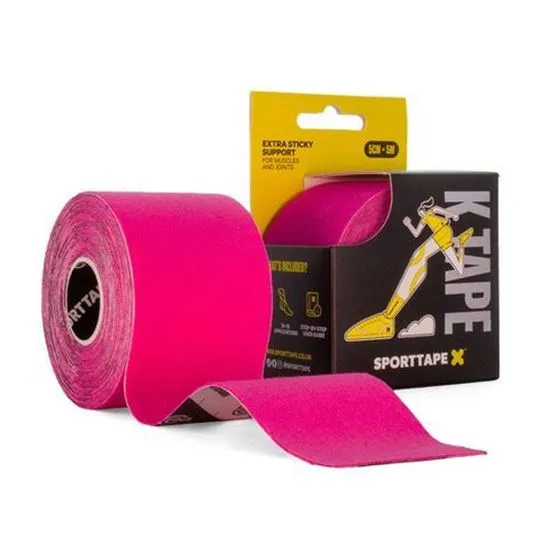 SPORTTAPE K Tape - Kinesiology Tape, in 5 colours (black, beige, blue, pink & wild)