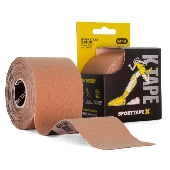SPORTTAPE K Tape - Kinesiology Tape, in 5 colours (black, beige, blue, pink & wild)
