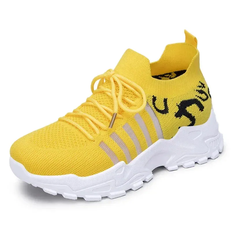 Spring Women's Breathable Mesh Sneakers Summer Casual Walking Shoe Comfortable Non-Slip Thick Sole Tennis Shoes Zapatos De Mujer