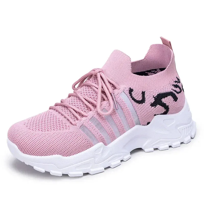 Spring Women's Breathable Mesh Sneakers Summer Casual Walking Shoe Comfortable Non-Slip Thick Sole Tennis Shoes Zapatos De Mujer