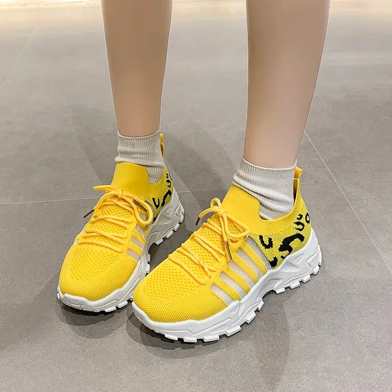 Spring Women's Breathable Mesh Sneakers Summer Casual Walking Shoe Comfortable Non-Slip Thick Sole Tennis Shoes Zapatos De Mujer