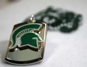STAINLESS STEEL 3D TAG MICHIGAN STATE SPARTANS COLLEGE  NECKLACE TAG PENDANT