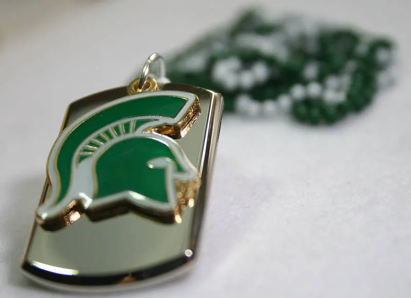 STAINLESS STEEL 3D TAG MICHIGAN STATE SPARTANS COLLEGE  NECKLACE TAG PENDANT