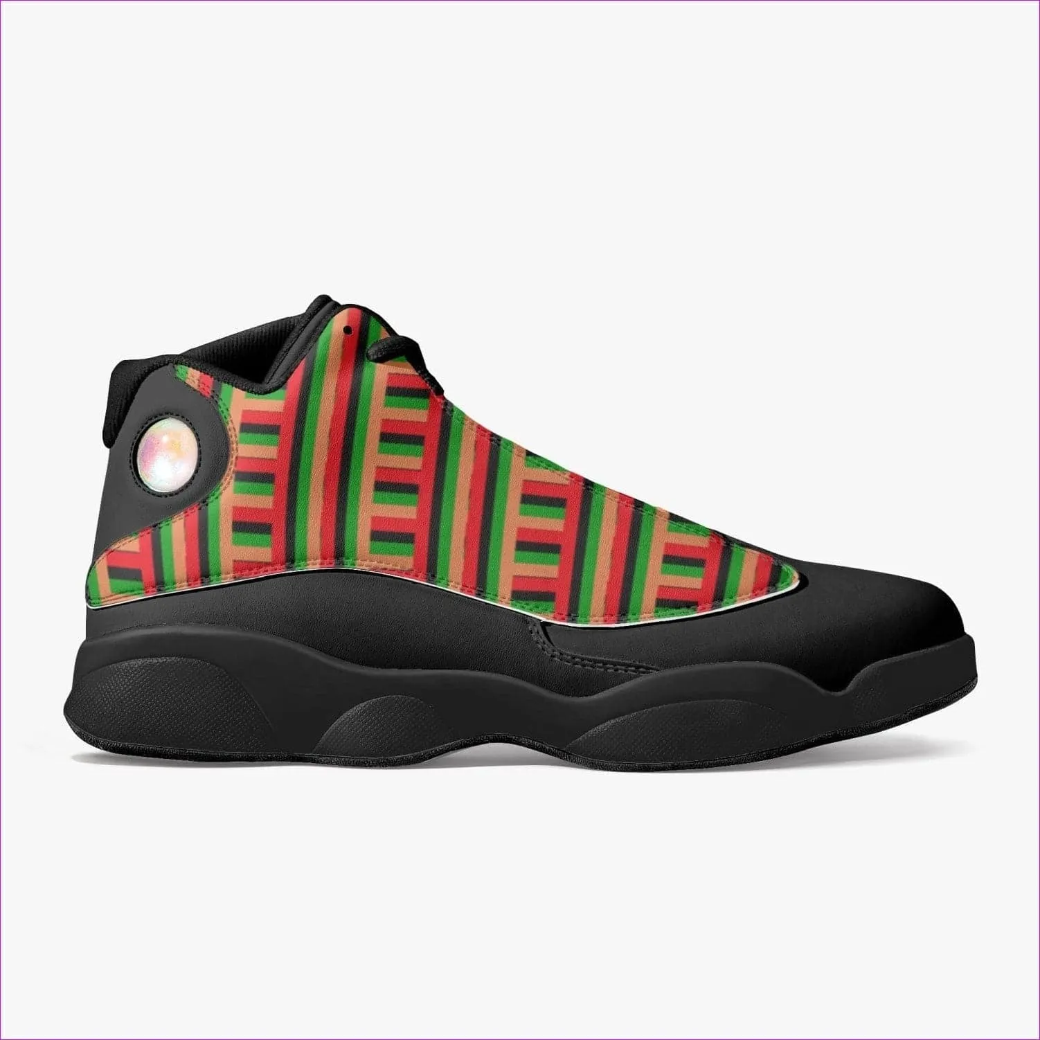 Striped Galore Black Leather Basketball Sneakers