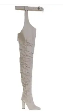 Suede Fashion Pointed Personality Chunky Heel Over The Knee Fashion Boots