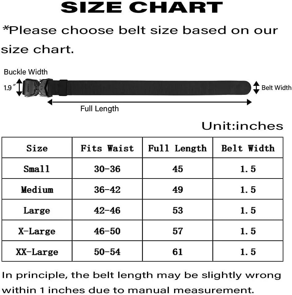 Tactical Belt 1.5" with Heavy Duty Quick Release Buckle