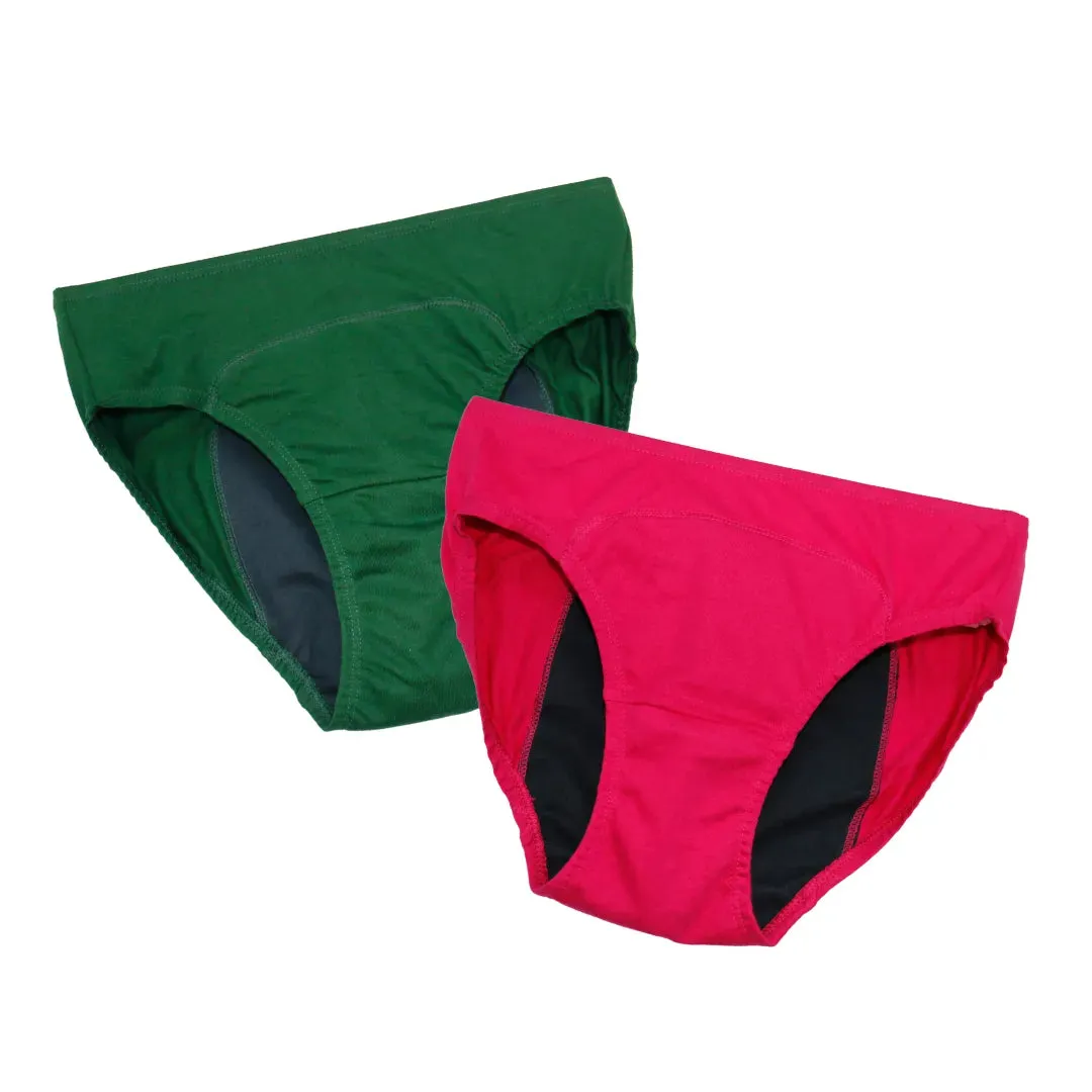 Teen Period Panties | For Stain Free Period | Hipster Fit | Use with Pad For Hygiene | Prevents Front & Back Stains | 2 Pack