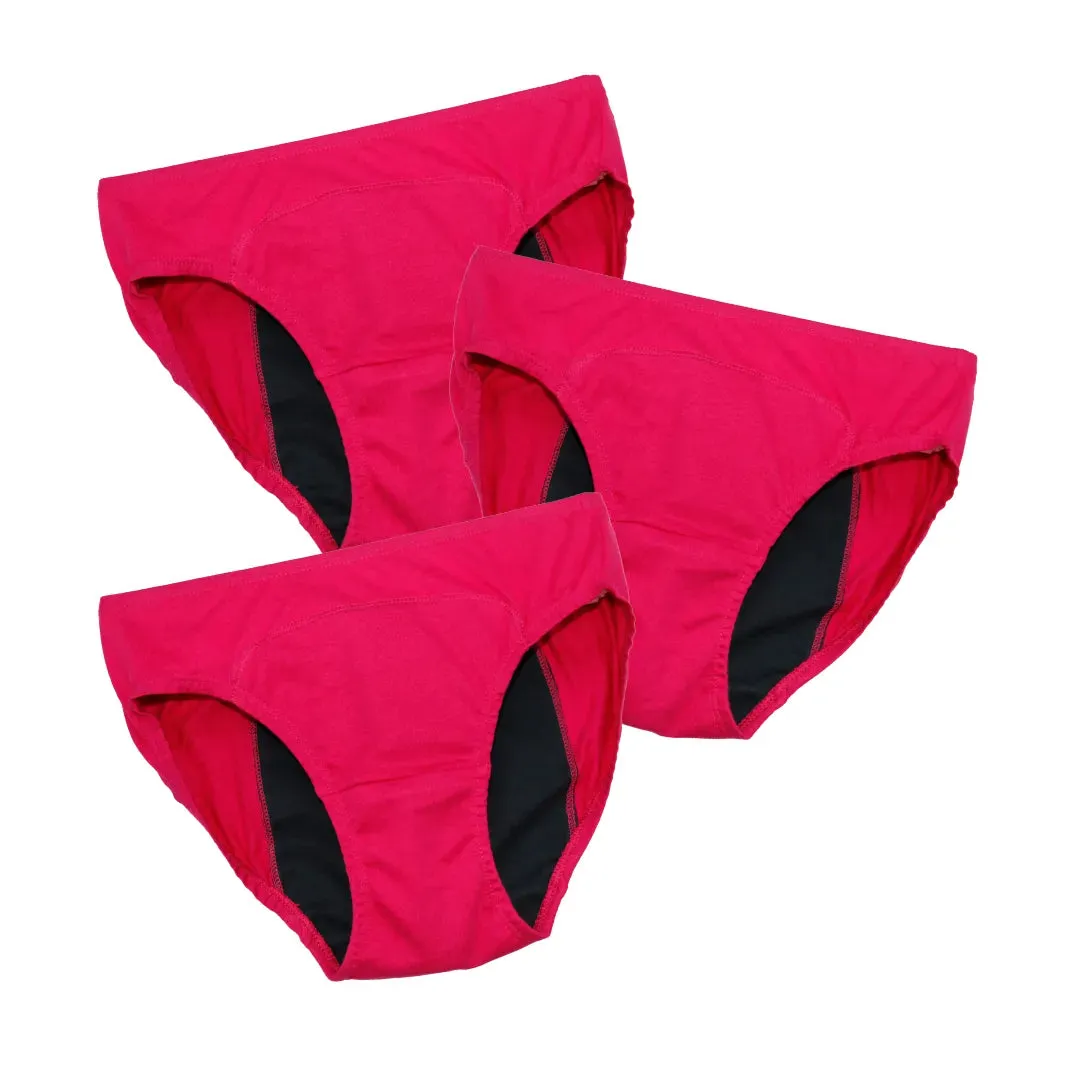 Teen Period Panties | Ideal For Medium To Low Flow Days | Hipster Fit | Use with Pad for Hygiene | 3 Pack