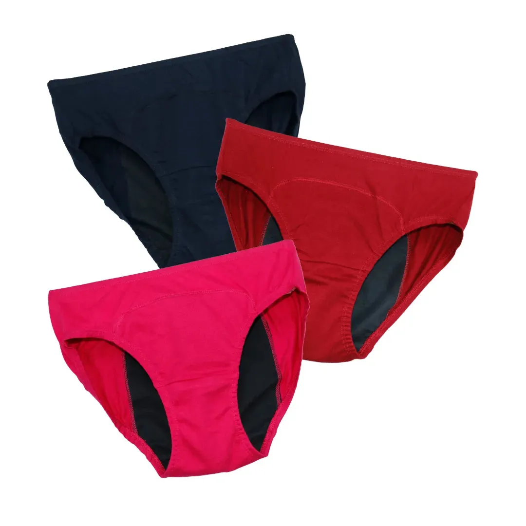 Teen Period Panties | Ideal For Medium To Low Flow Days | Hipster Fit | Use with Pad for Hygiene | 3 Pack