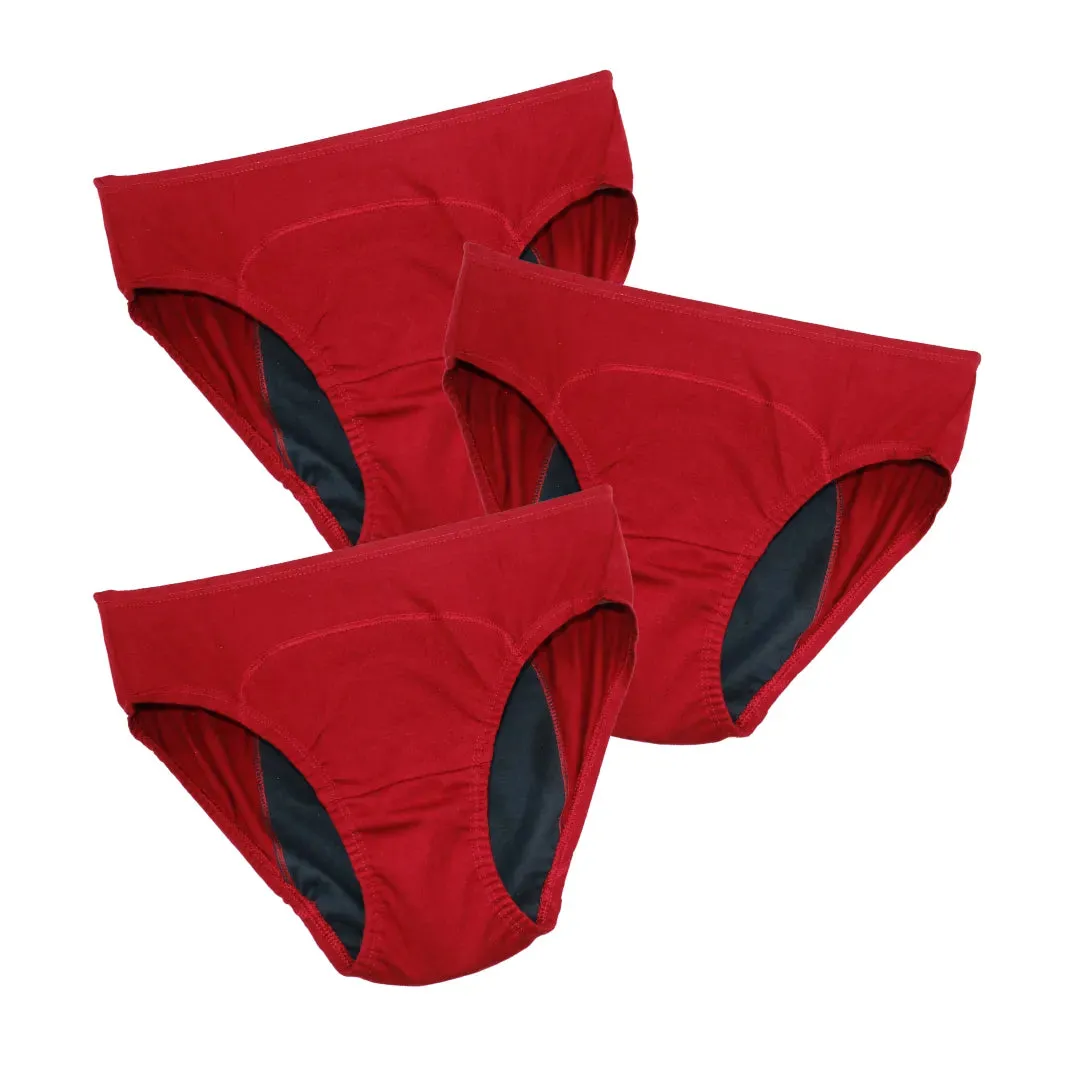 Teen Period Panties | Ideal For Medium To Low Flow Days | Hipster Fit | Use with Pad for Hygiene | 3 Pack