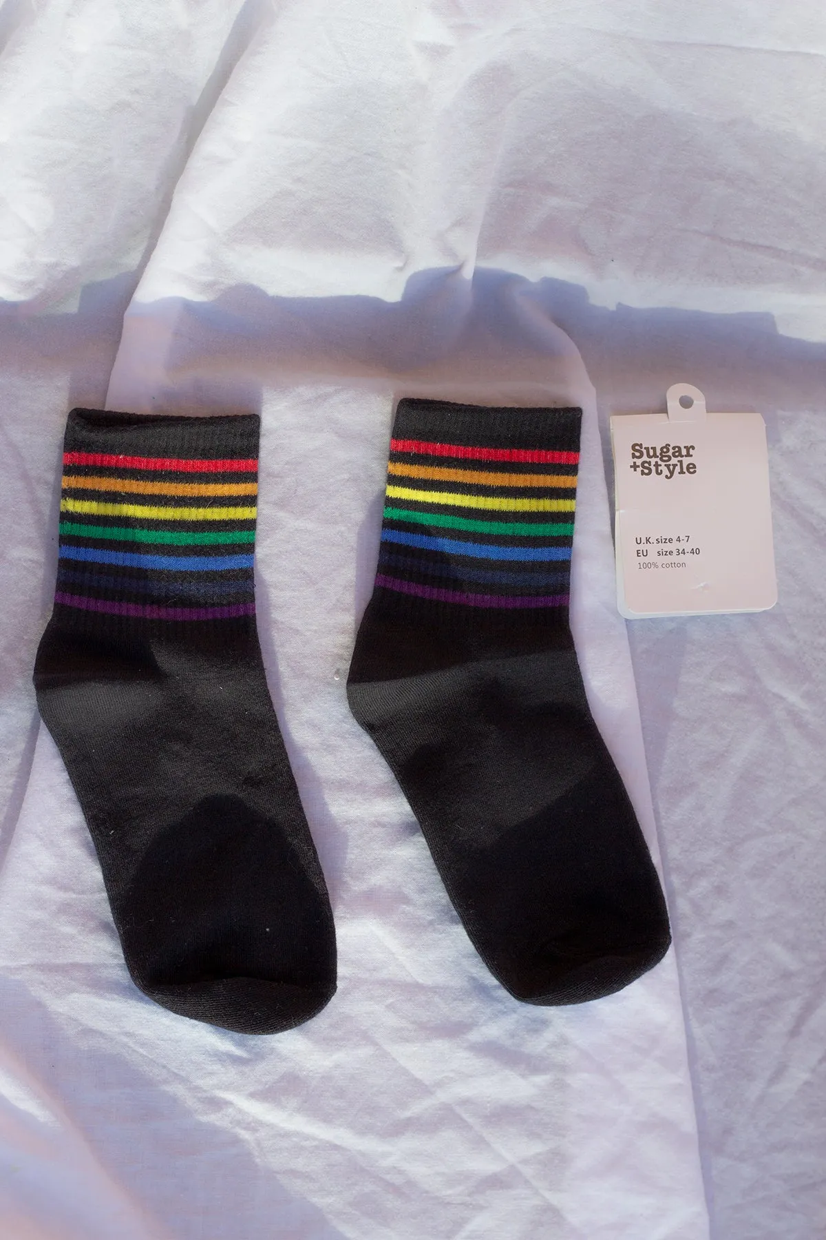 Thin Rainbow Stripe Top Socks