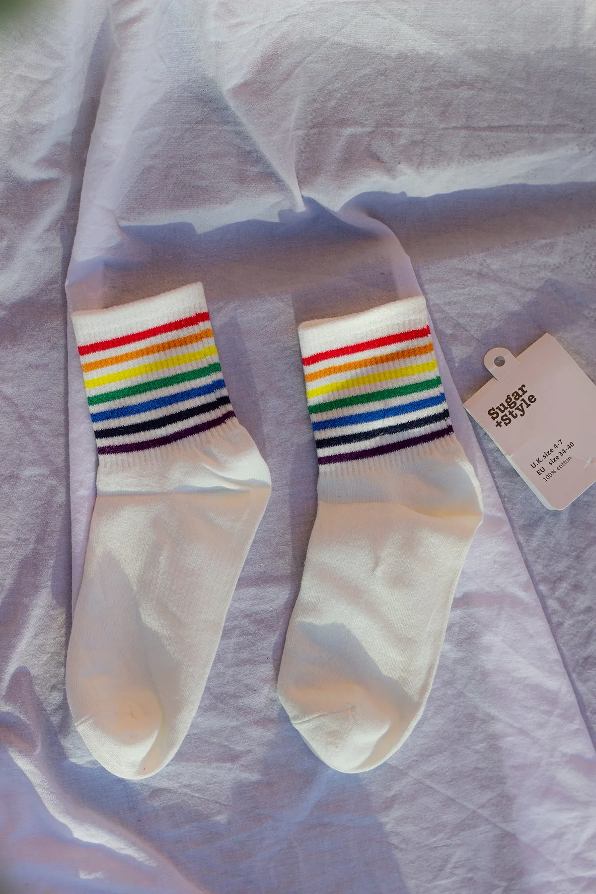 Thin Rainbow Stripe Top Socks