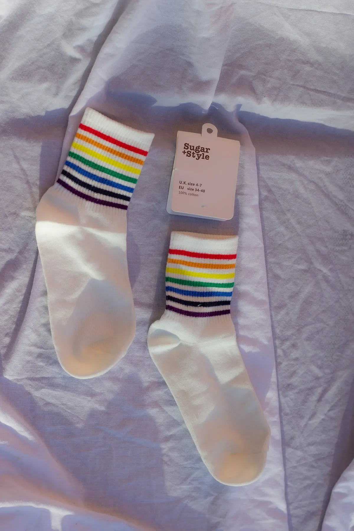 Thin Rainbow Stripe Top Socks