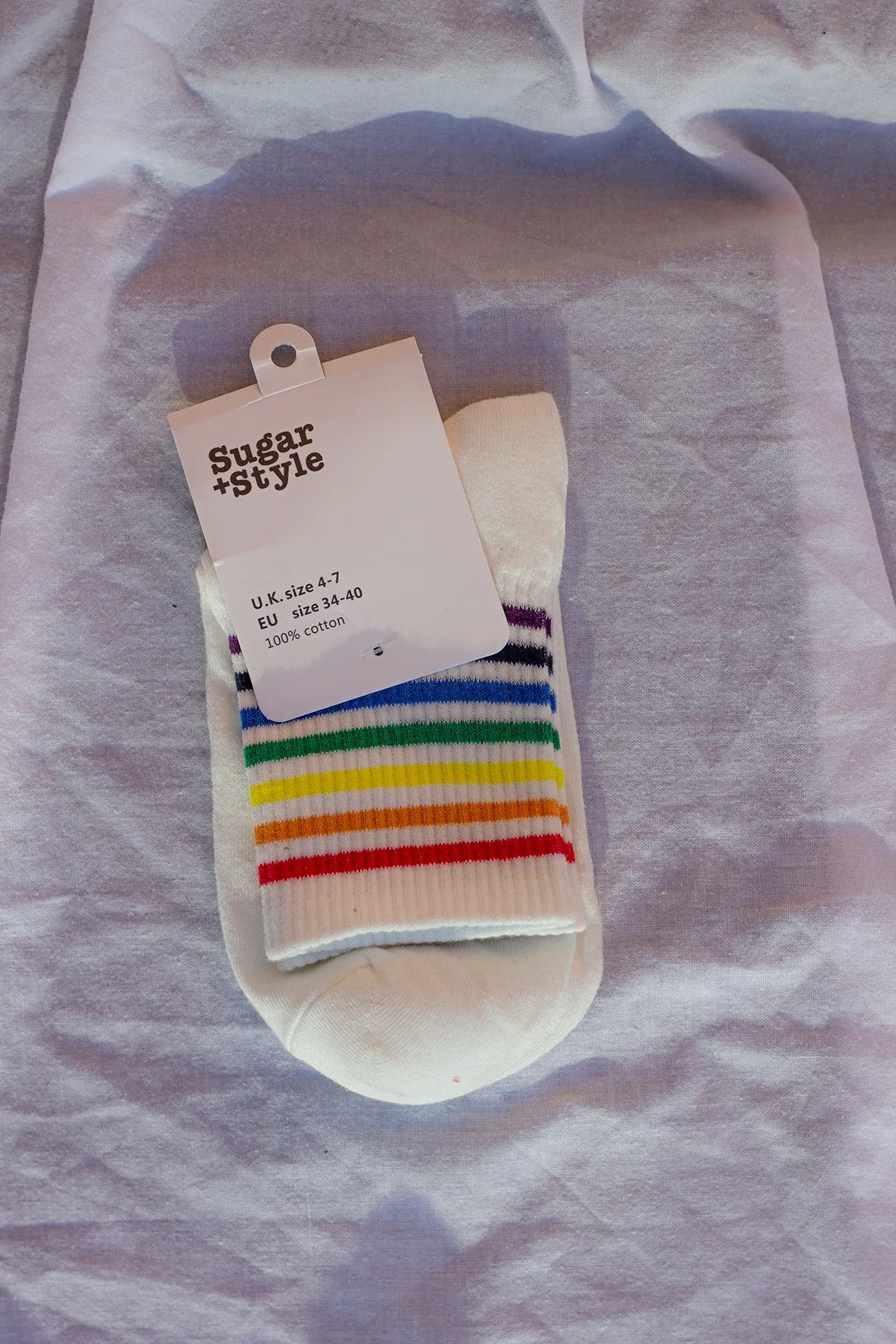 Thin Rainbow Stripe Top Socks