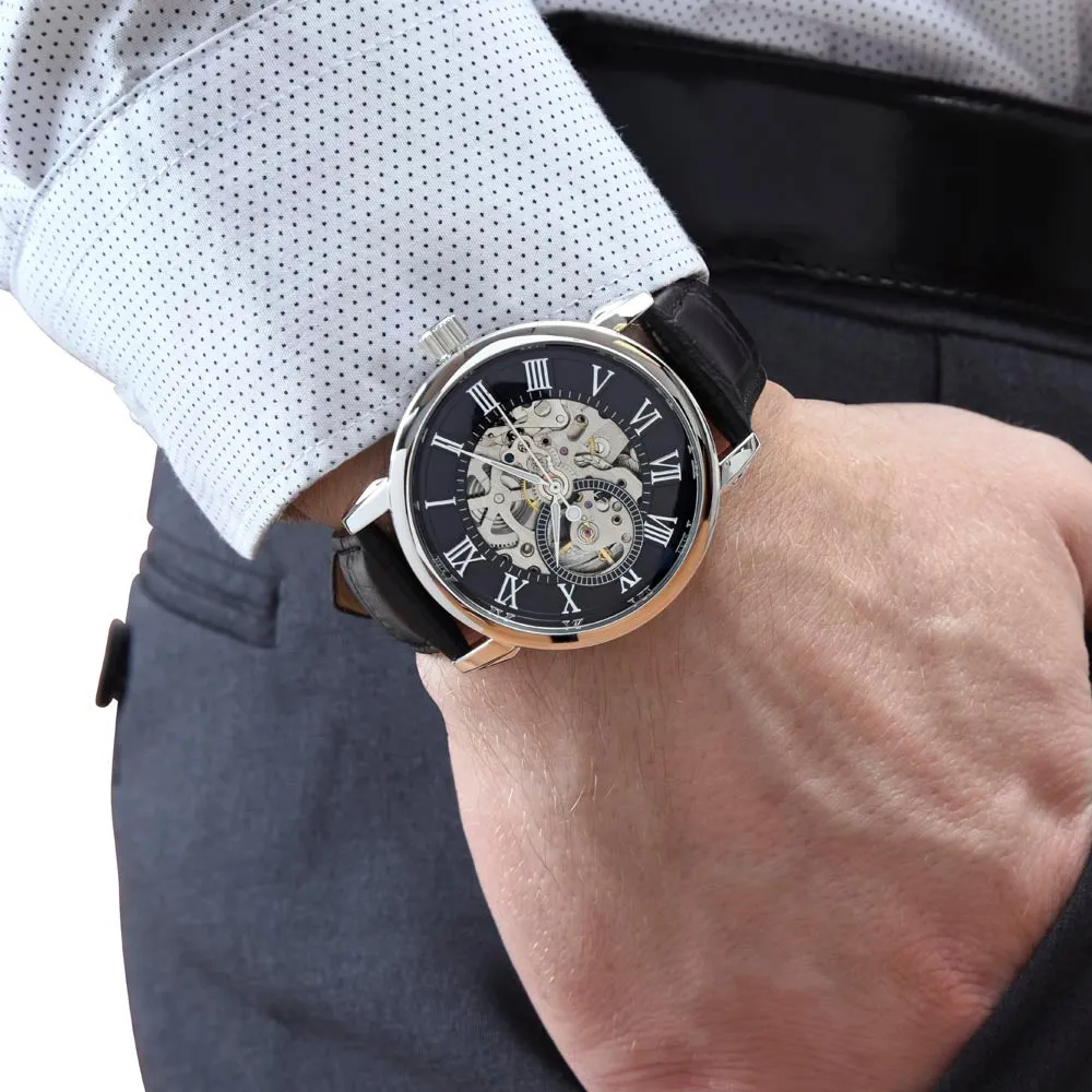 To My Man - Until The End of Time | Luxury Men's Openwork Watch & Mahogany Box