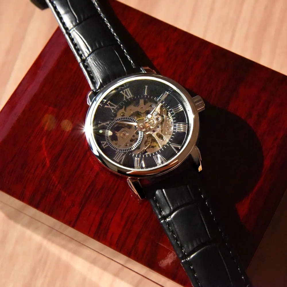 To My Man - Until The End of Time | Luxury Men's Openwork Watch & Mahogany Box