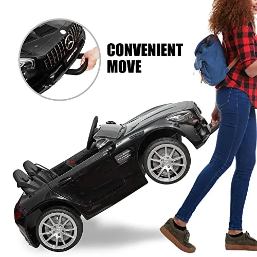 TOBBI 12V Kids Ride On Car Mercedes Benz Licensed Kids Electric carw/ Remote Control ,MP3, Radio,3 Speeds,for Boys Girls Black