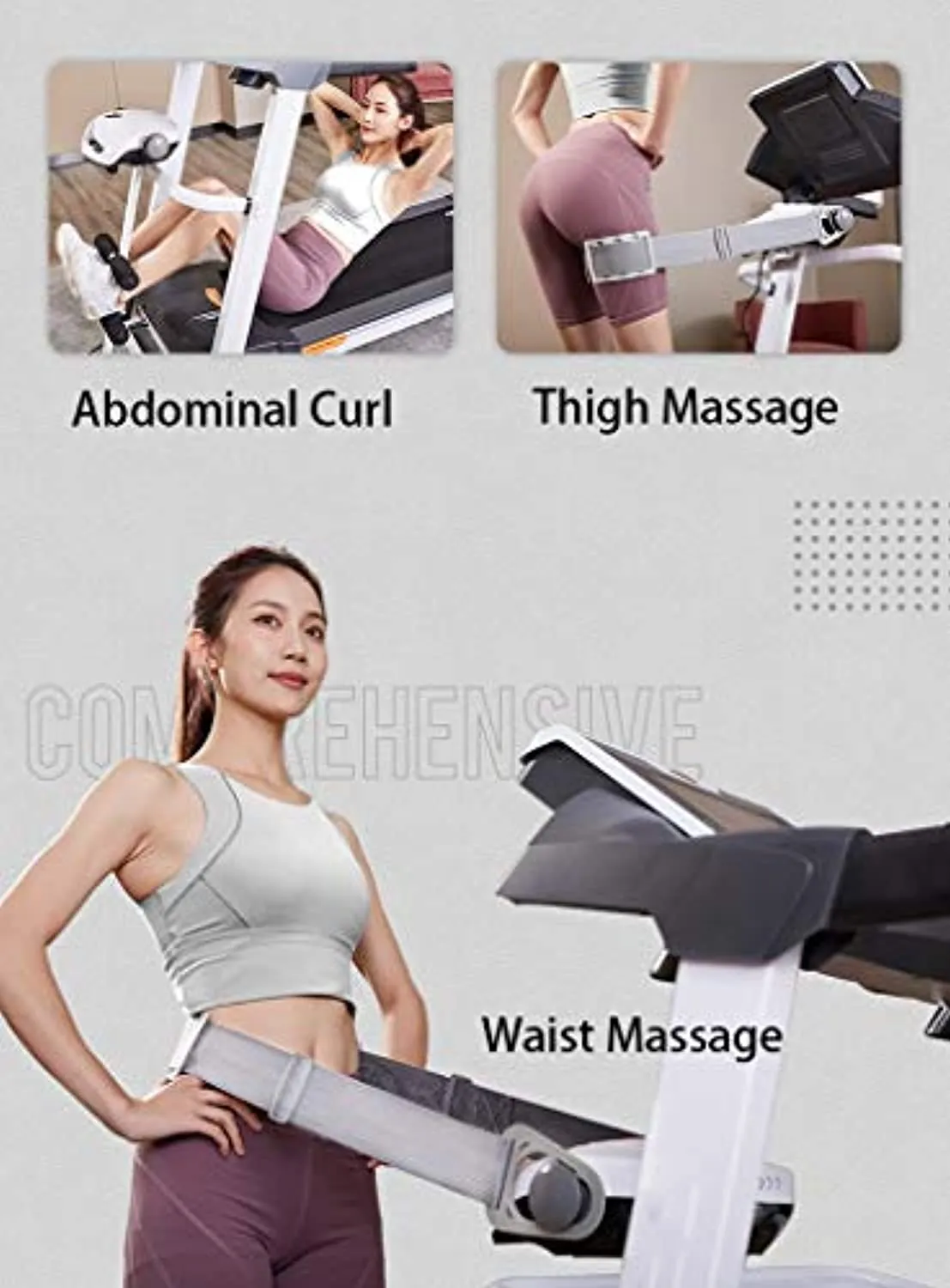 TOE Multifunctional Treadmill with Massage 2.0HP Free Installation Foldable with 2 Slops Adjustment LCD Monitor Smart Bluetooth Shock Absorption Silent for Home Gym Office