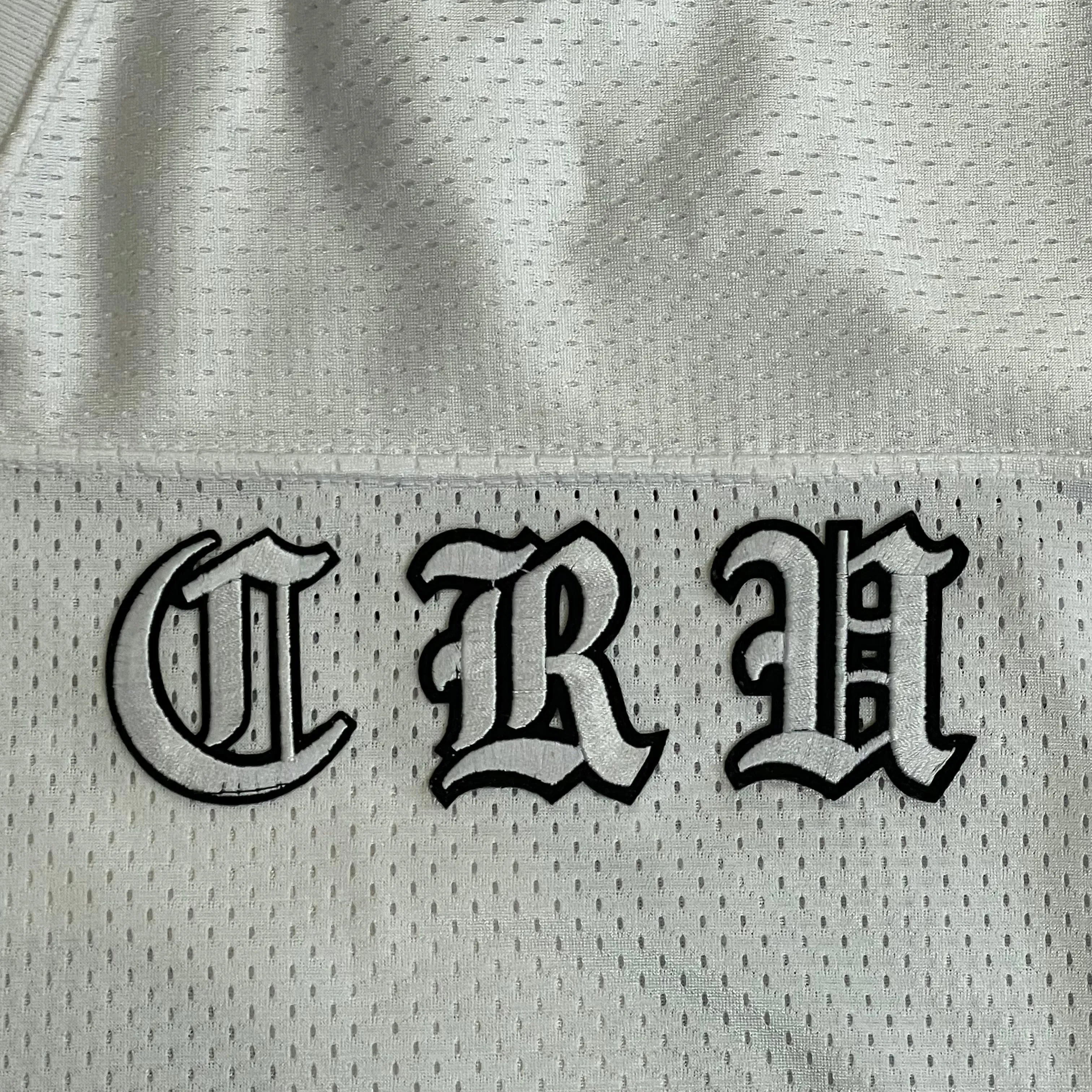 Upcycled sports mesh football Jersey w/ patches