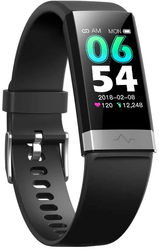 V19 HR ECG   PPG Dual Heart Rate Monitor Fitness Activity Tracker Health Smart Watch with HRV SpO2 Blood Oxygen & Pressure Sleep Monitor IP68 Waterproof HD IPS Color Screen Long Battery Life (Black)