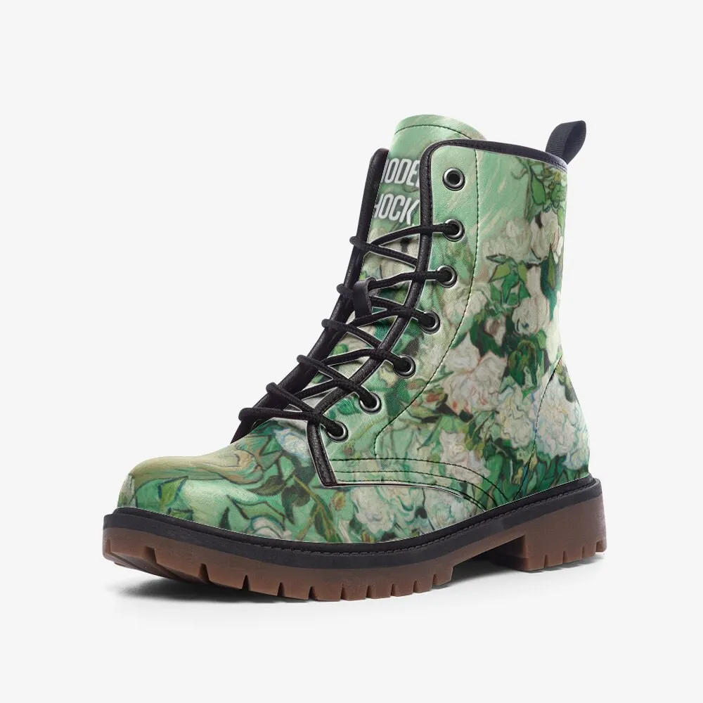Vase With Roses Van Gogh Vegan Leather Unisex Boots