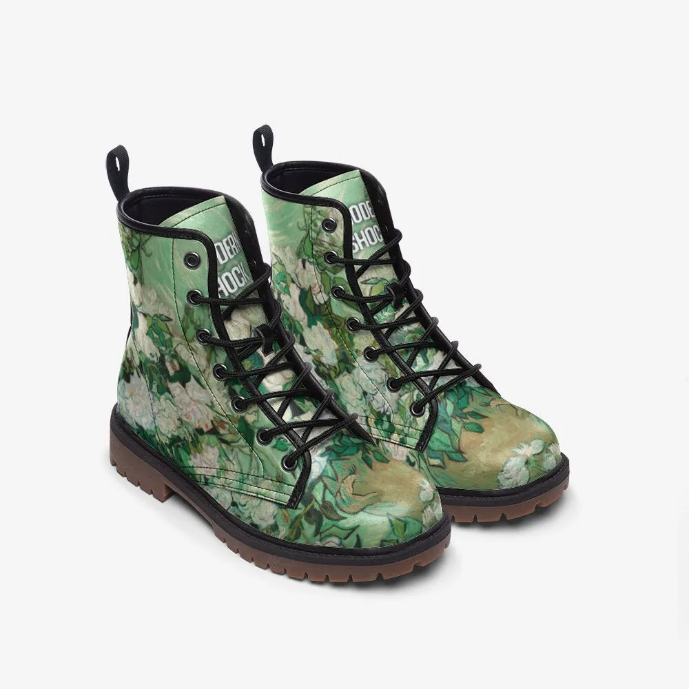 Vase With Roses Van Gogh Vegan Leather Unisex Boots