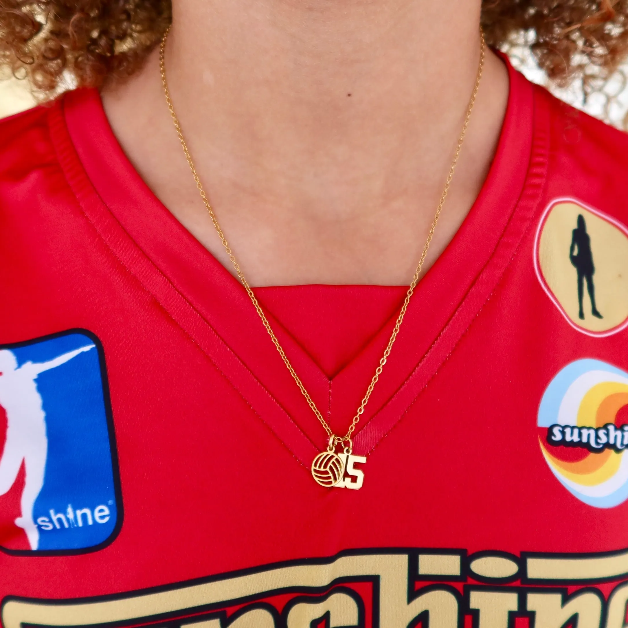 Volleyball Charm & Number Necklace