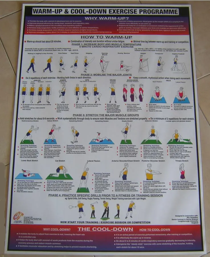 Warm Up/Cool Down Exercise Chart